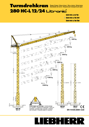 Баштові крани - вантажопідйомна стріла - верхнеповоротні Liebherr 280 HC-L 12/24  Litronic