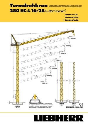 Баштові крани - вантажопідйомна стріла - верхнеповоротні Liebherr 280 HC-L 16/28  Litronic