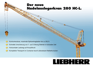 Баштові крани - вантажопідйомна стріла - верхнеповоротні Liebherr 280 HC-L 16/28  Litronic