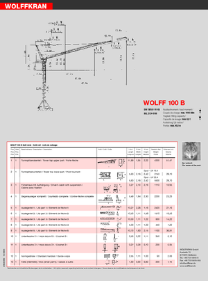 Баштові крани - вантажопідйомна стріла - верхнеповоротні Wolffkran WK 100 B