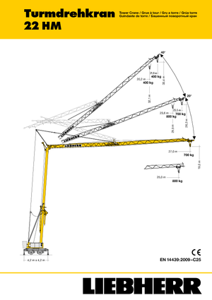Баштові крани - штанга струмоприймача - нижнеповоротні Liebherr 22 HM FU