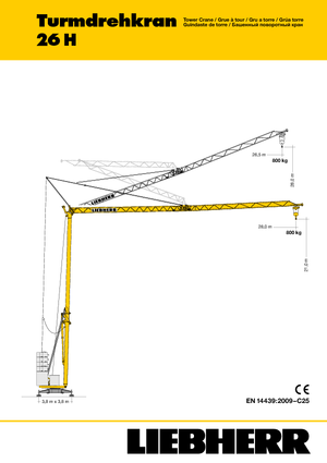 Баштові крани - штанга струмоприймача - нижнеповоротні Liebherr 26 H - 2,0-PU