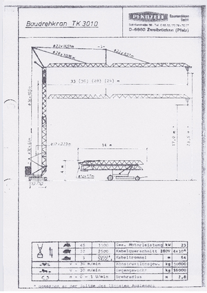 Баштові крани - штанга струмоприймача - нижнеповоротні Pekazett 3010 SM