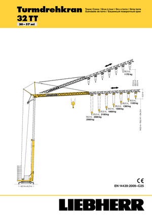 Баштові крани - штанга струмоприймача - нижнеповоротні Liebherr 32 TT - 2,5-FU