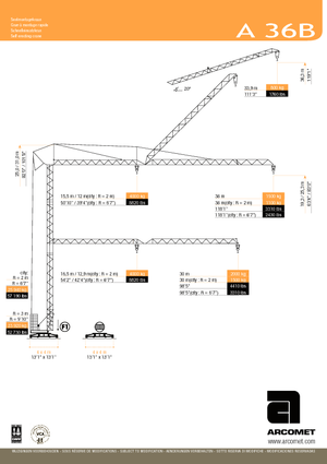 Баштові крани - штанга струмоприймача - нижнеповоротні Arcomet A 36 B