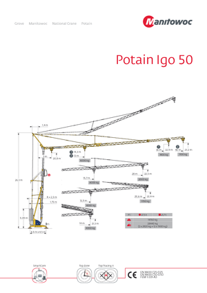 Баштові крани - штанга струмоприймача - нижнеповоротні Potain IGO 50