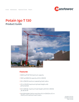 Баштові крани - штанга струмоприймача - нижнеповоротні Potain IGO T 130