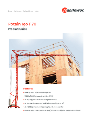 Баштові крани - штанга струмоприймача - нижнеповоротні Potain IGO T 70