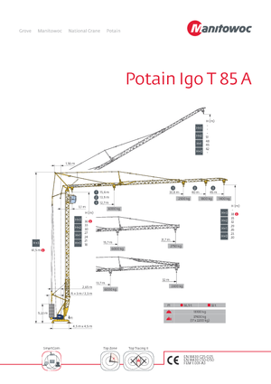 Баштові крани - штанга струмоприймача - нижнеповоротні Potain IGO T 85