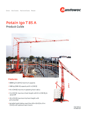 Баштові крани - штанга струмоприймача - нижнеповоротні Potain IGO T 85