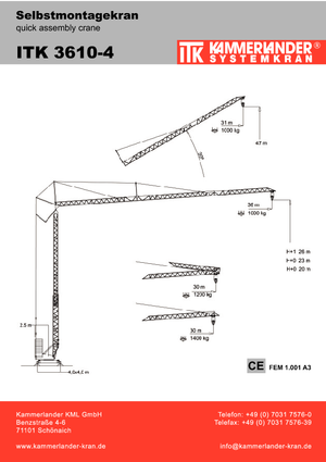 Баштові крани - штанга струмоприймача - нижнеповоротні ITK ITK 3610-4