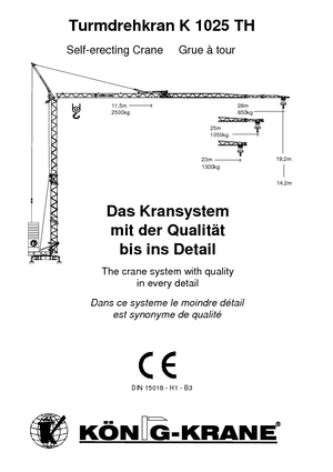 Баштові крани - штанга струмоприймача - нижнеповоротні König K 1025 TH