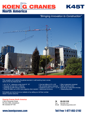 Баштові крани - штанга струмоприймача - нижнеповоротні König K 45 T