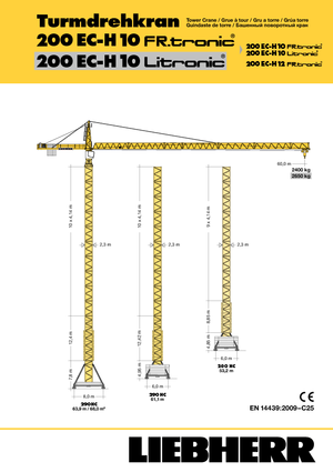 Баштові крани - штанга струмоприймача - верхнеповоротні Liebherr 200 EC-H 10 FR.tronic