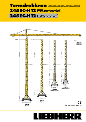 Баштові крани - штанга струмоприймача - верхнеповоротні Liebherr 245 EC-H 12 Litronic