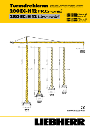 Баштові крани - штанга струмоприймача - верхнеповоротні Liebherr 280 EC-H 12 Lit