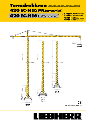 Баштові крани - штанга струмоприймача - верхнеповоротні Liebherr 420 EC-H 16