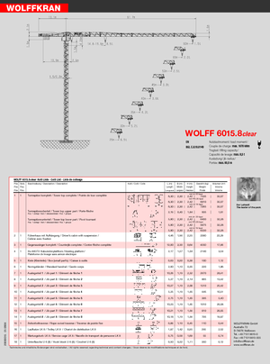 Баштові крани - штанга струмоприймача - верхнеповоротні Wolffkran 6015.8 clear