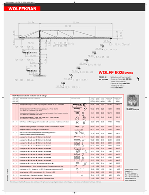 Баштові крани - штанга струмоприймача - верхнеповоротні Wolffkran 9025 cross