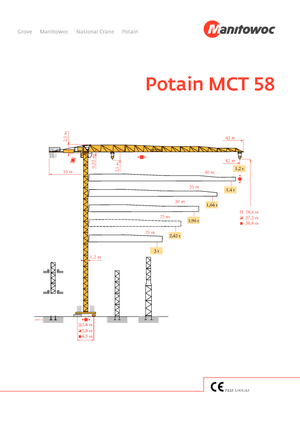 Баштові крани - штанга струмоприймача - верхнеповоротні Potain MCT 58-3 t