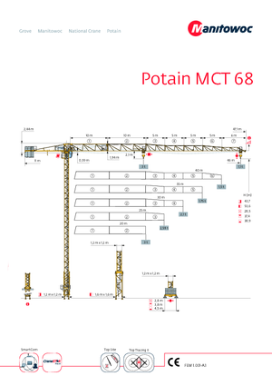 Баштові крани - штанга струмоприймача - верхнеповоротні Potain MCT 68-2,5 t
