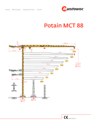 Баштові крани - штанга струмоприймача - верхнеповоротні Potain MCT 88-5 t