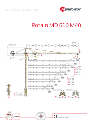 Баштові крани - штанга струмоприймача - верхнеповоротні Potain MD 610 M 40