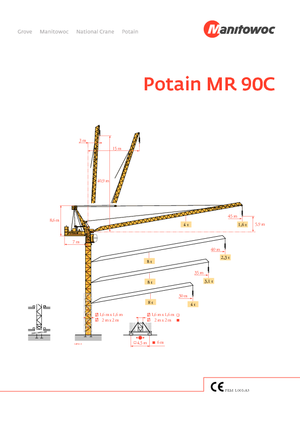 Баштові крани - штанга струмоприймача - верхнеповоротні Potain MR 160 C