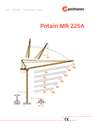Баштові крани - штанга струмоприймача - верхнеповоротні Potain MR 225 A