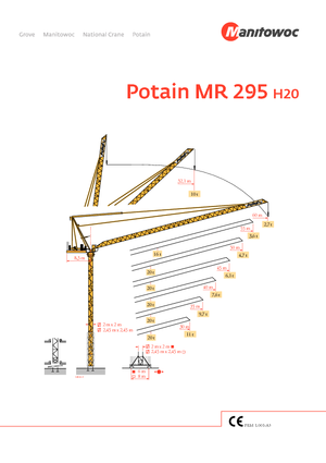 Баштові крани - штанга струмоприймача - верхнеповоротні Potain MR 295 H 20
