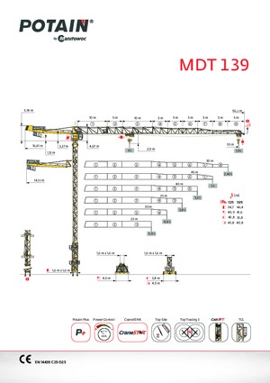 Баштові крани - штанга струмоприймача - верхнеповоротні Potain MDT 139