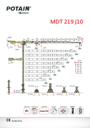 Баштові крани - штанга струмоприймача - верхнеповоротні Potain MDT 219 J10