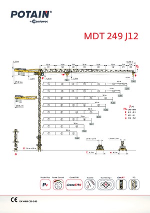 Баштові крани - штанга струмоприймача - верхнеповоротні Potain MDT 249 J12
