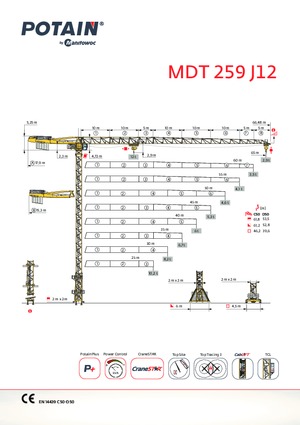 Баштові крани - штанга струмоприймача - верхнеповоротні Potain MDT 259 J12