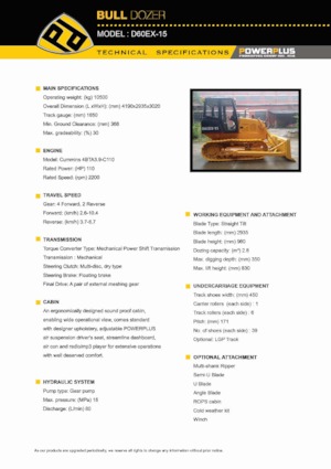 Гусеничні бульдозери PowerPlus D60EX-15