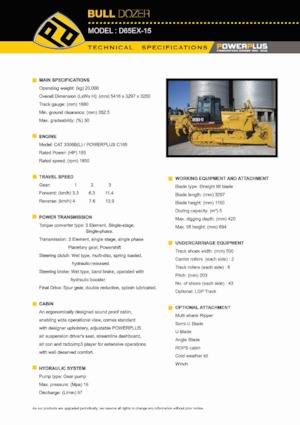 Гусеничні бульдозери PowerPlus D65EX-15