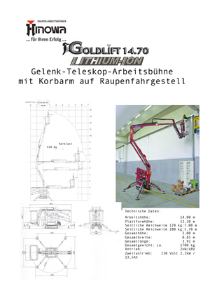 Гусеничні підйомники з шарнірною стрілою Hinowa Goldlift 14.70 IIIS