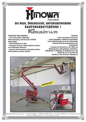 Гусеничні підйомники з шарнірною стрілою Hinowa Goldlift 14.70 IIIS