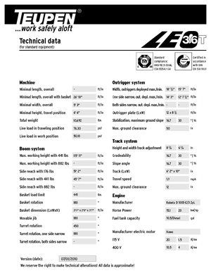 Гусеничні телескопічні підйомники TEUPEN LEO36T