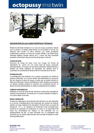 Гусеничні підйомники з шарнірною стрілою Oil & Steel Octopussy 1715 Twin