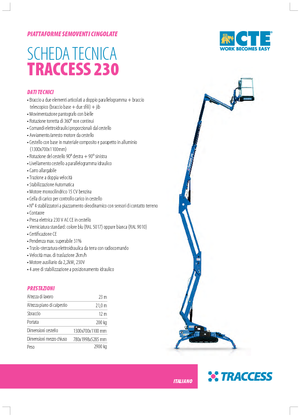 Гусеничні підйомники з шарнірною стрілою CTE Traccess 230