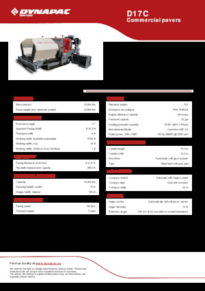Гусеничні асфальтоукладачі Dynapac D17C