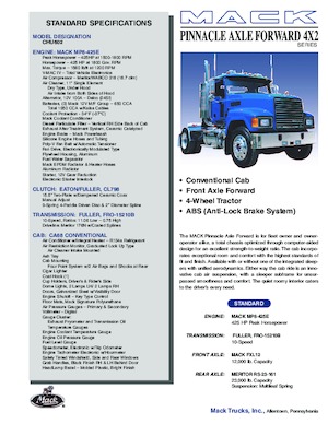 Тягачі Mack PINNACLE CA68 Conventional CHU602 MP8 4x2