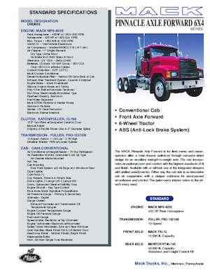 Тягачі Mack PINNACLE CA68 Conventional CHU603 MP8 6x4