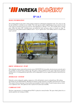 Автомобільні підйомники з шарнірною стрілою Inreka IP 14-3