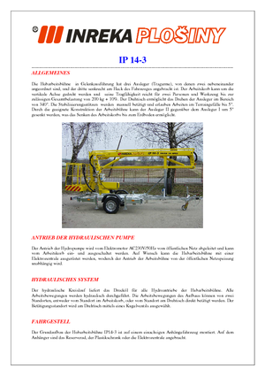 Автомобільні підйомники з шарнірною стрілою Inreka IP 14-3