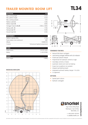 Автомобільні підйомники з шарнірною стрілою Snorkel TL34
