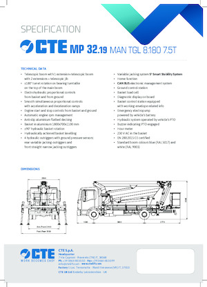Автовишки з телескопічною стрілою CTE MP 32.19
