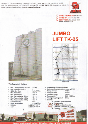 Автомобільні підйомники з шарнірною стрілою Jumbo Lift TK 25
