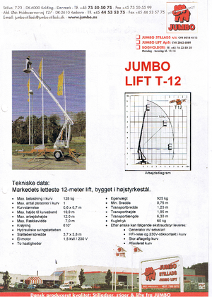 Причіпні телескопічні підйомники Jumbo Lift T 12